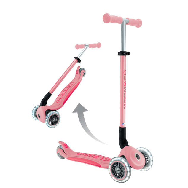 Globber otroški zložljiv skiro Elite Lights Pastel Pink