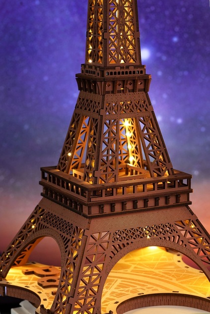 RoboTime 3D dřevěné puzzle Rolife Eiffelova věž Night Shining
