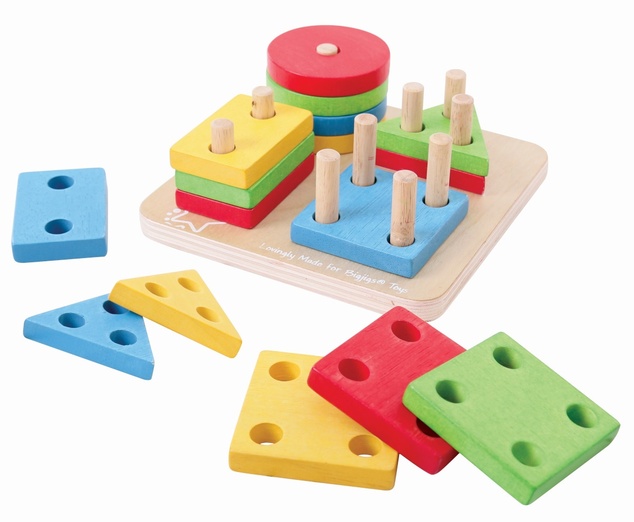 Bigjigs Baby Mettere forme colorate sui bastoncini