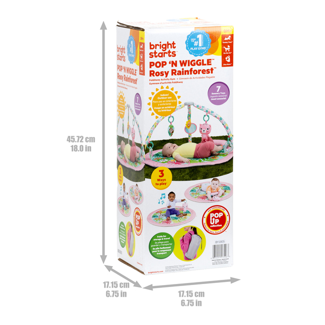 BRIGHT STARTS Tapis de jeu pour le développement moteur et sensoriel POP 'N Wiggle Rosy Rainforest™