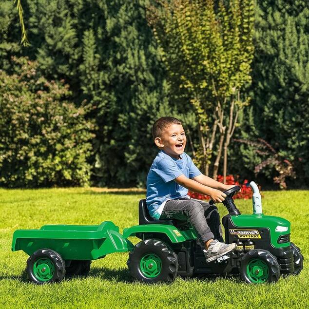 Dolu Detský traktor šliapací s vlečkou, zelený