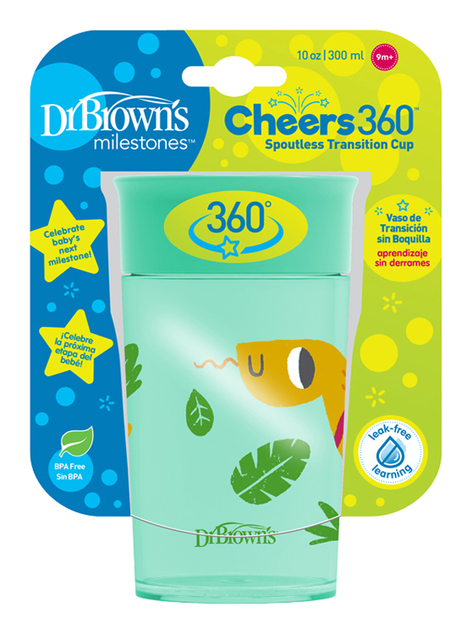 DR.BROWN'S Hrnček Smoth Wall Cheers360 9m+ 300 ml tyrkysový