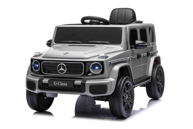 Auto elettrica Mercedes G580 12V, grigio, telecomando 2,4 GHz, Bluetooth, USB / S