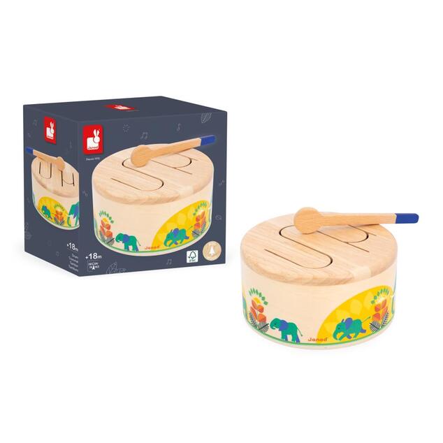 Janod Gioia Instrumento musical de madera para niños Tambor
