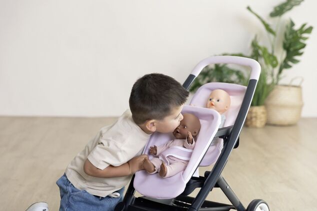 Smoby Maxi Cosi Športový kočík pre bábiky dvojčatá svetlo ružový