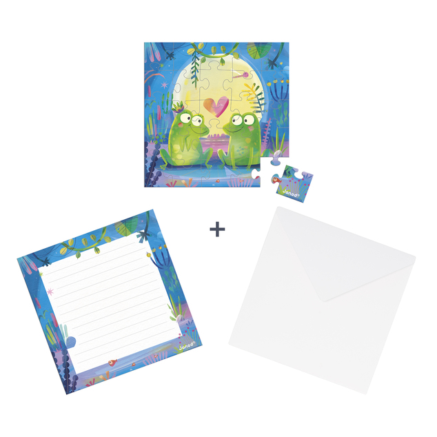 Janod Blahoželanie k narodeninám s puzzle Láska v rybníku
