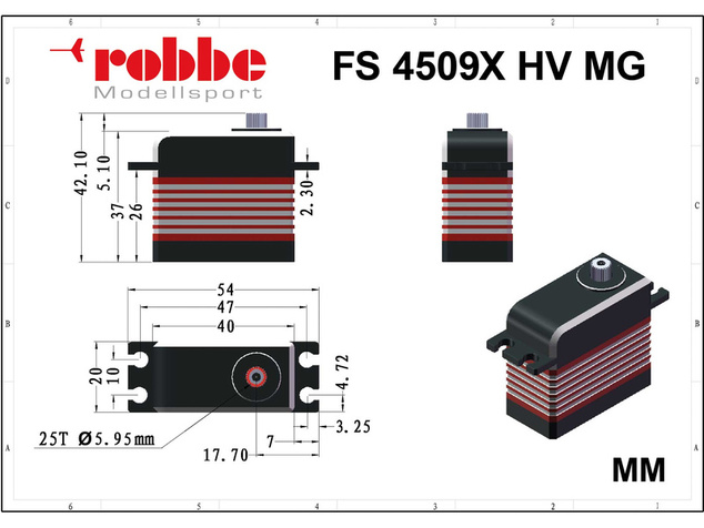 Robbe servo FS 4509X HV 45kg.cm 0.090s/60° MG Fără perii