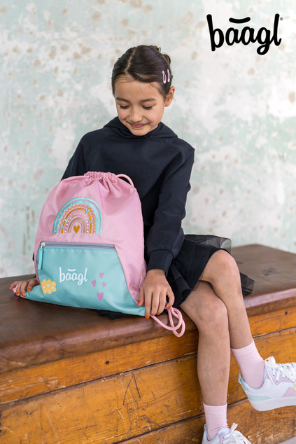 BAAGL Tasche mit Reißverschlussfach Regenbogen Pink