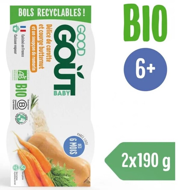 2x GOOD GOUT BIO Püree aus Butterkürbis und Karotte 190 g