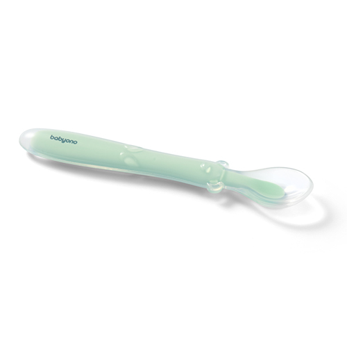 BABYONO Cuillère en silicone - menthe 6m+