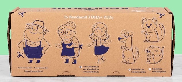 Kendamil Premium 3 HMO+ (3× 800 g), rozprávkové balenie s divadlom O veľkej repe