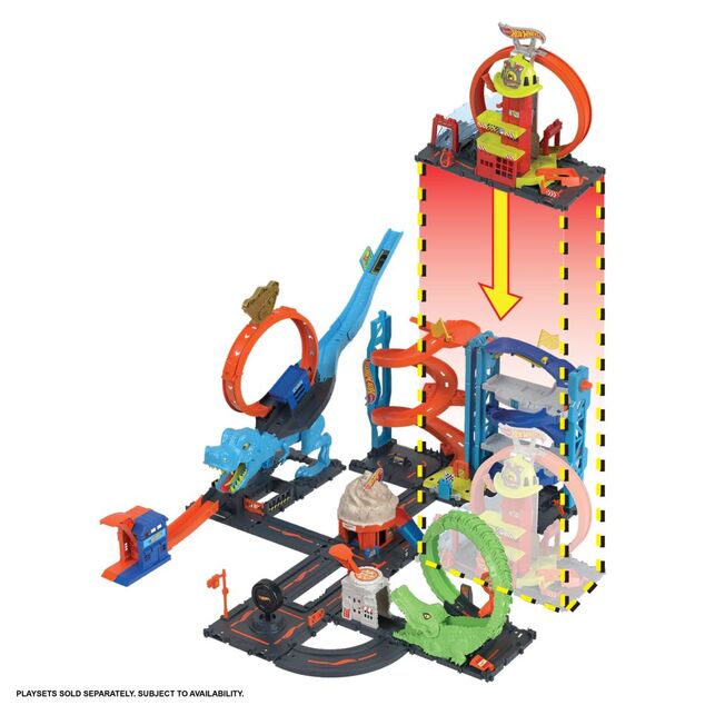 Super stație de pompieri Mattel Hot Wheels City cu buclă