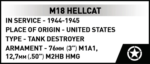 Cobi 2679 II WW M18 HELLCAT, 1:28, 1026 p, 1 f