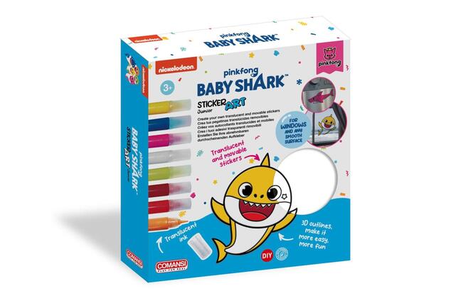 Adesivi per finestre e album da colorare Baby Shark con colori 25x26,5x5cm