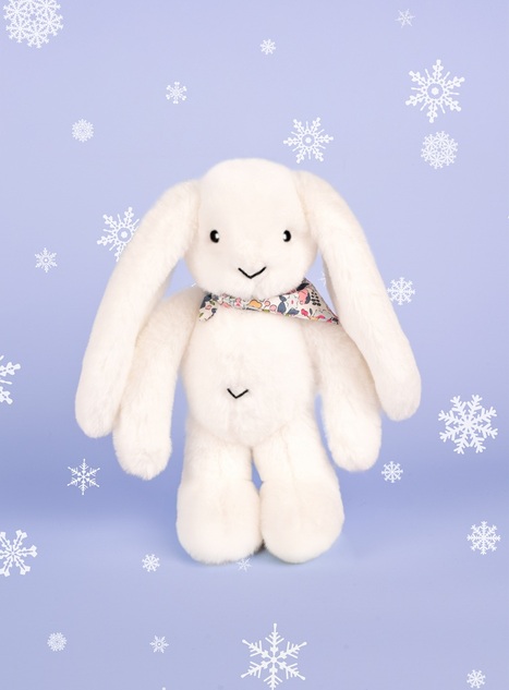 Doudou plišani zeko s maramom bijeli 35 cm