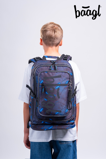 BAAGL SET 5 Cubic Flash: Rucksack, Federmäppchen, Beutel, Gürteltasche, Notebookhülle GRS