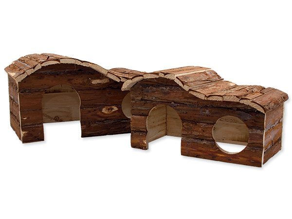 Domček Small Animals Kaskada drevený s kôrou 43x28x22cm