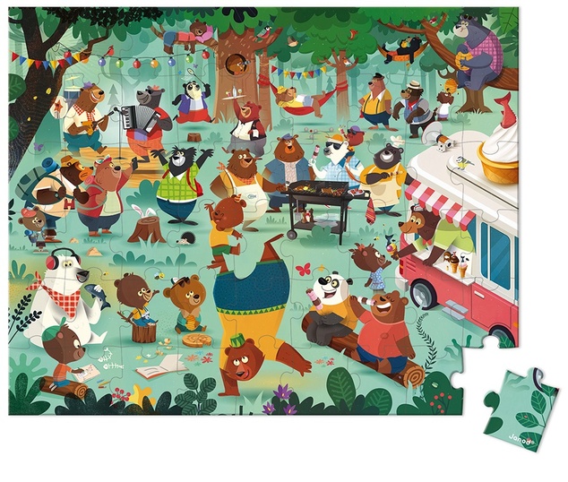 Janod Puzzle v kufríku Rodina medveďov 54 ks