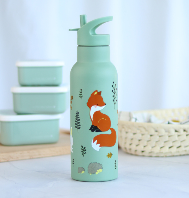 A Little Lovely Company - nerezová fľaša na pitie, 500 ml - kamaráti z lesa