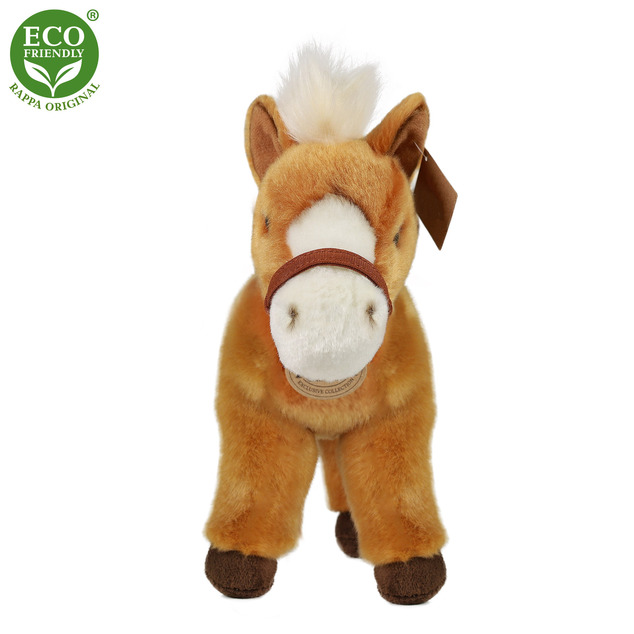 Cavallo di peluche marrone in piedi 30 cm ECOLOGICO