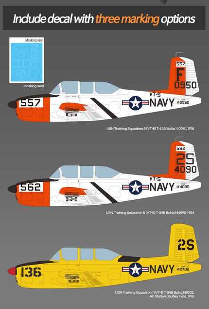 Model Kit aviona 12361 - USN T-34B Mentor "VT-5 Trenažni zračni krug" (1:48)