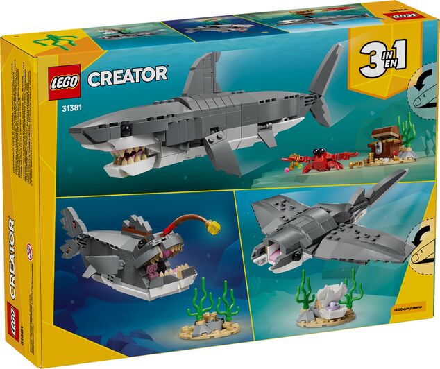 LEGO® Creator 3 v 1 31381 Divoký žralok a truhlica s pokladom