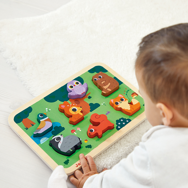 Janod Holzpuzzle für die Kleinsten Waldtiere Chunky