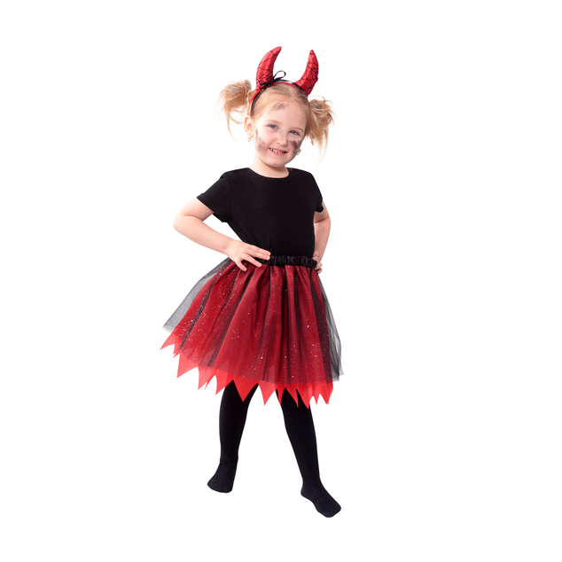 Costume enfant diablesse jupe tutu avec serre-tête