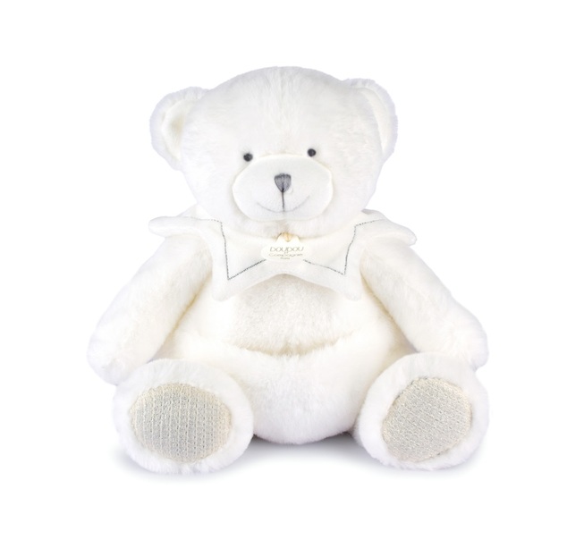 Doudou Darčeková sada Plyšový medvedík s dečkou 30 cm béžový