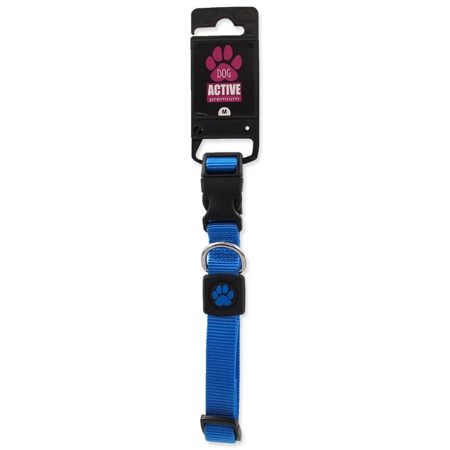 Obojok Active Dog Premium M modrý 2x34-49cm