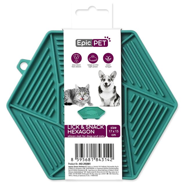 Podložka lízacia Epic Pet Lick&amp;Snack hexagon svetlo zelený 17x15cm