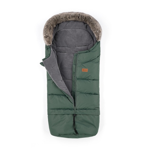 PETITE&amp;MARS Set zimný fusak Arctic 4v1 + rukavice na kočík Furry Veritable Khaki