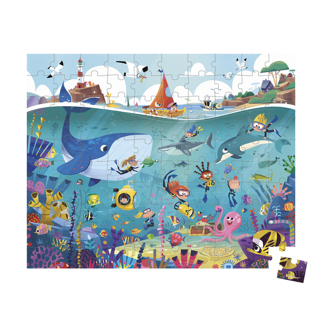 Janod Puzzle v kufríku Svet pod vodou 100 ks