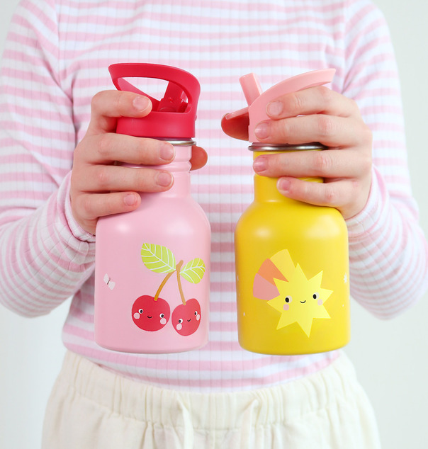 A Little Lovely Company - bouteille à boire en acier inoxydable à paroi simple, 350 ml - joyeuses ce