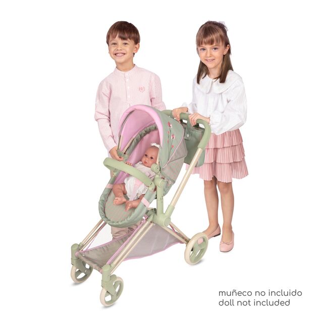 DeCuevas 81768 Cărucior pliabil pentru păpuși 3 în 1 cu geantă Botanic 2026 – 73 cm