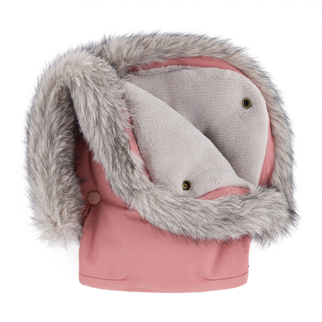 PETITE&amp;MARS Ensemble de chancelière d'hiver Comfy 4 en 1 + gants pour poussette Furry Old Rose