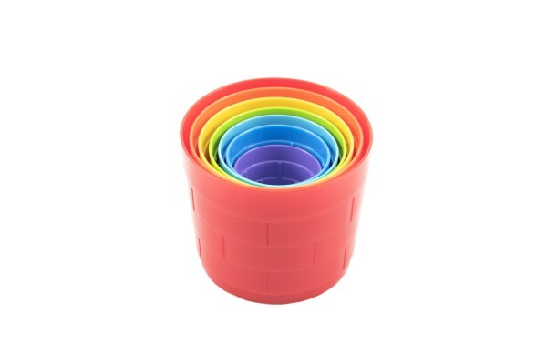 Kubus pyramída skladačka plast okrúhla farebná 7ks v sáčku