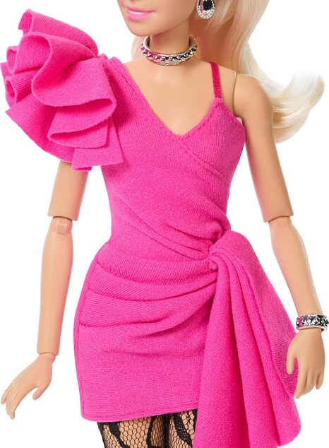 Mattel Barbie DELUXE STYLE Modell ruha rózsaszín fodros ruhában