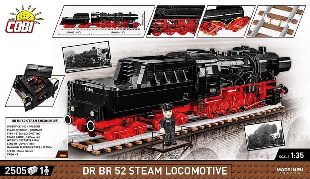 Cobi DR BR 52 parná lokomotíva, 1:35, 2505 k, 1 f