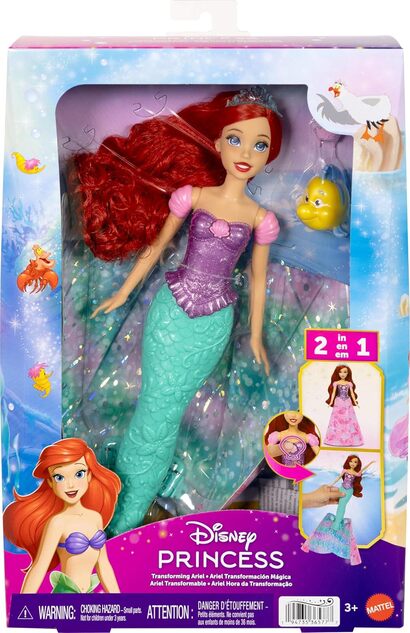 Mattel Disney Princess Bambola Ariel con trasformazione