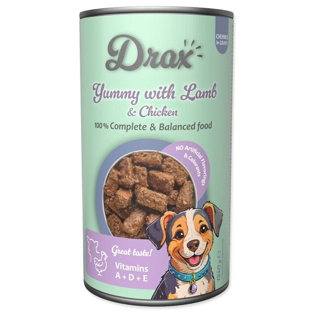 Konzerva Drax Adult s jahňacím a kuracím mäsom 1240g
