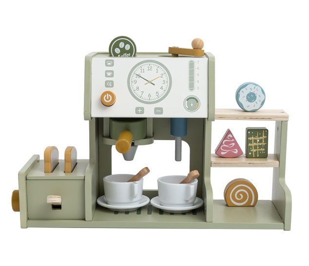 2Kids Toys Mașină de cafea din lemn cu prăjitor de pâine