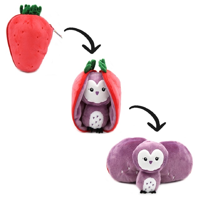 FLIPETZ 2v1 Plyšová sova / jahoda - Violet