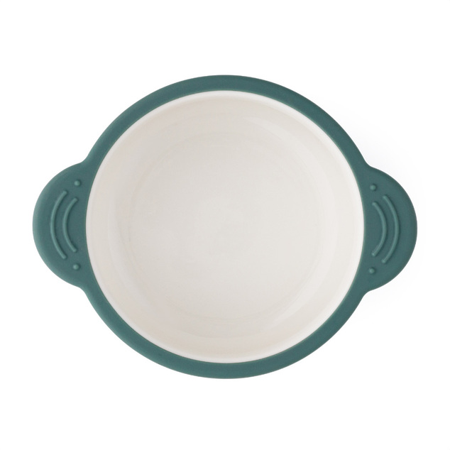 PETITE&amp;MARS Bol ceramic cu înveliș de silicon Misty Green