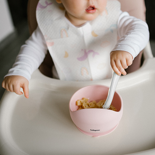 BABYONO Cuillère en silicone - menthe 6m+