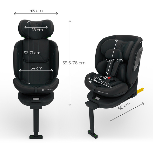 KINDERKRAFT Autosedačka i-360 2 Plus (40-150 cm) Black