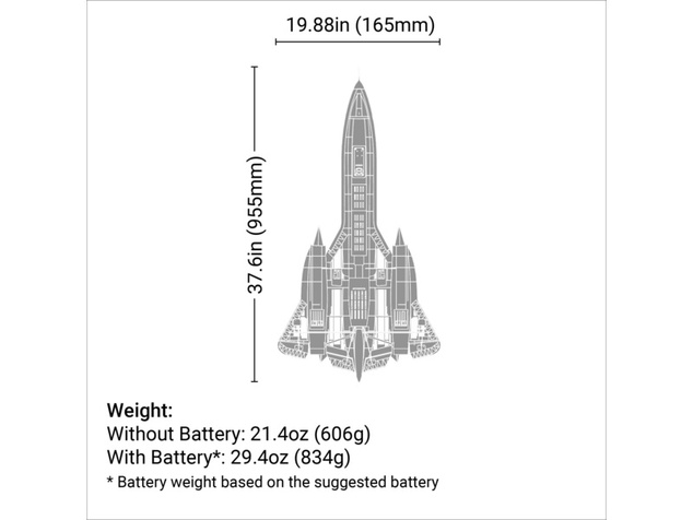 E-flite SR-71 Blackbird 0.96 AS3X SAFE Select BNF Basic