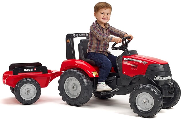Falk Šliapací traktor 996AB Case IH Puma 240CVX s vlečkou - červený