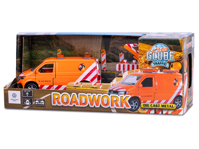 Kids Globe Traffic Volkswagen Transporter 27cm kov spätný chod so svetlom a zvukom