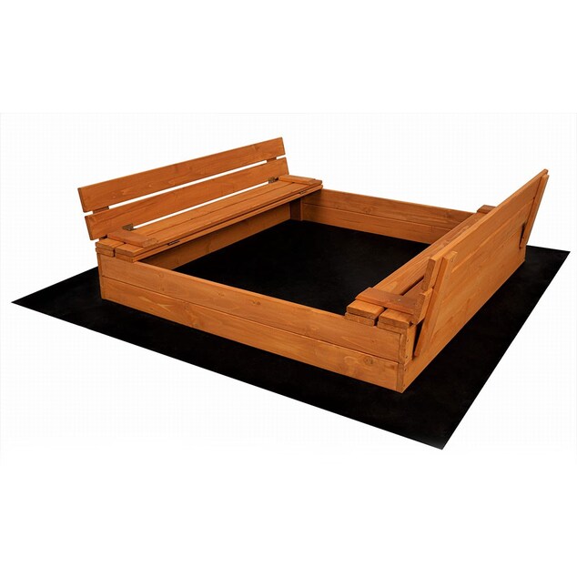 Detské drevené uzatvárateľné pieskovisko s lavičkami a strieškou Baby Mix 120x120 cm sivé